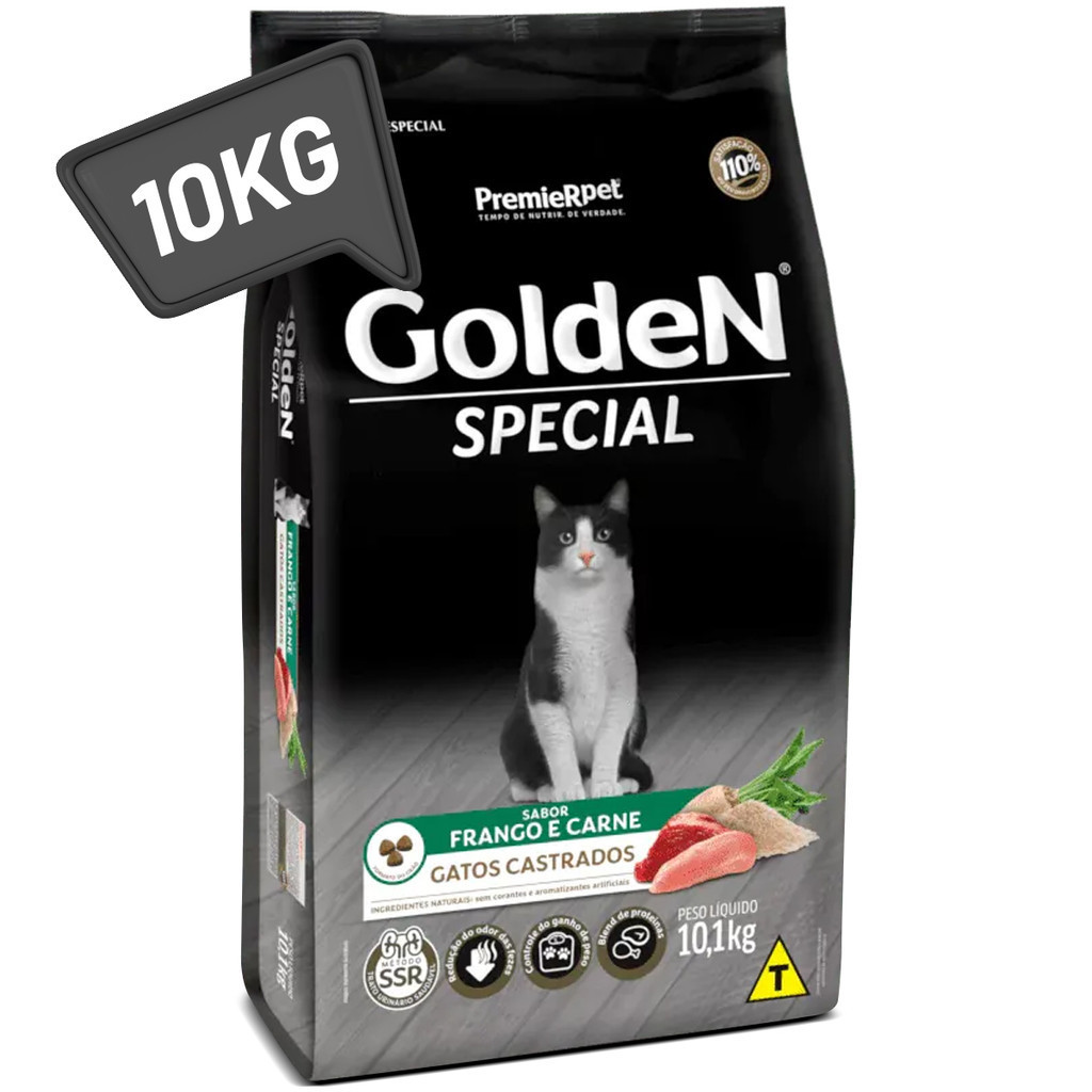 Ra??o Golden Gatos Castrados 10kg Frango e Carne 1 Ra??o Golden Gatos Castrados 10kg Frango e Carne