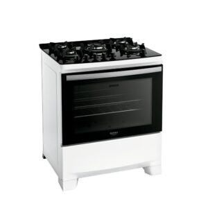 Fogão a Gás 5 Bocas Vidro Tripla Chama Branco