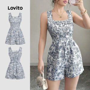 Macacão Floral Laço Casual Primavera/Verão