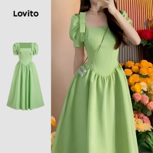 Laço de Vestido Elegante Verde Primavera/Verão