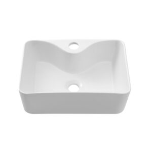 Cuba de Apoio Slim Retangular Sem Válvula para Banheiro Louça Cerâmica 40x30cm Cornalina Pingoo - Branco