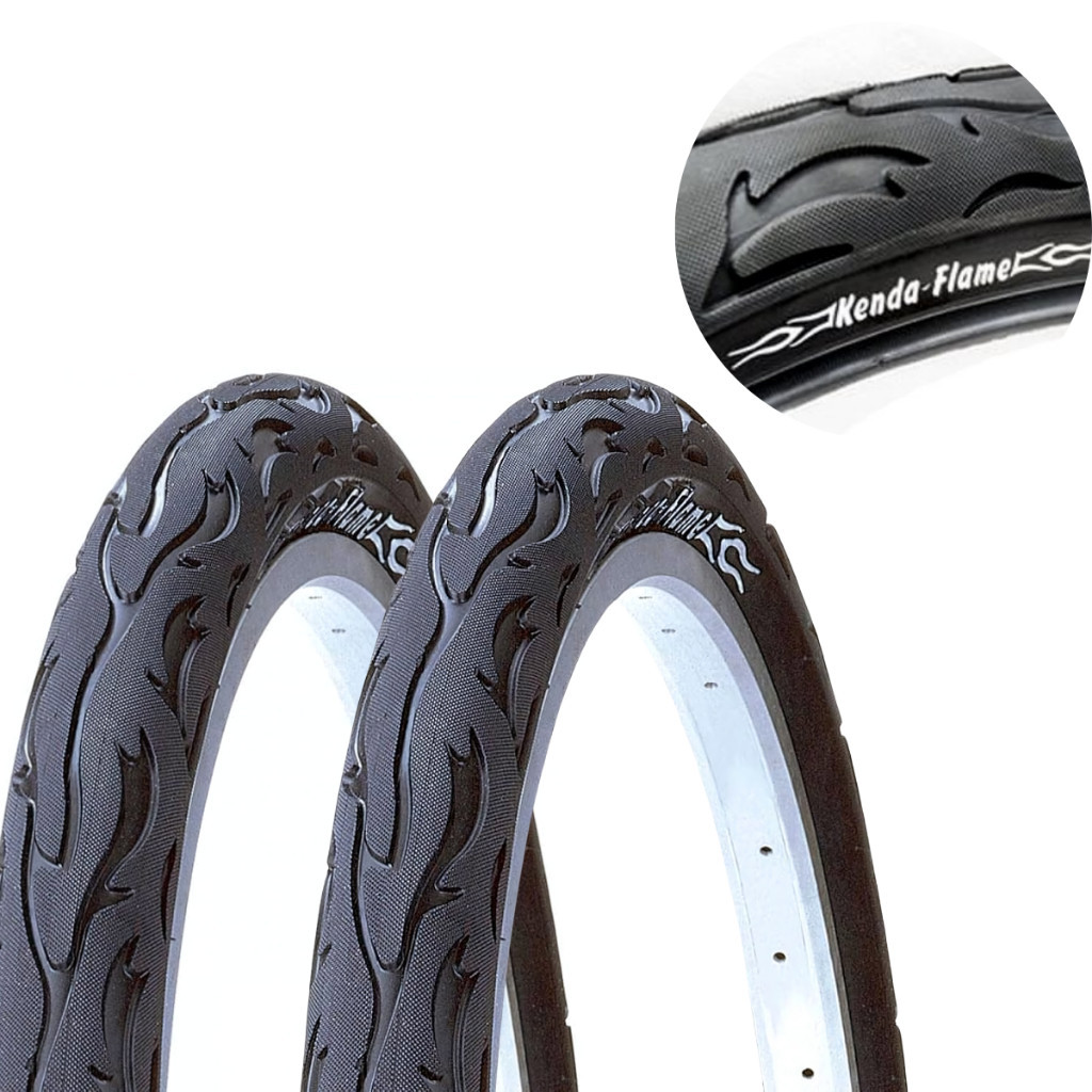 Pneus Kenda Flame 26x2.125 Preto 1 Par de Pneu Kenda Flame Aro 26 x 2.125 Bicicleta Pneu Balão Pneu do Foguinho Largo Bike 2 Unidades