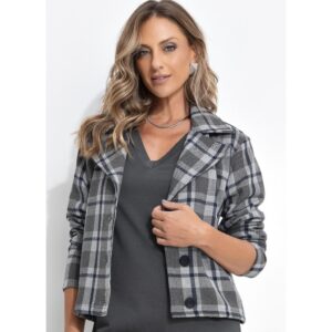 Casaco Tweed Xadrez Cinza Masculino