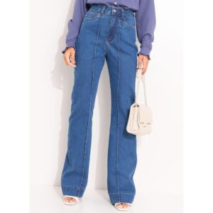 Calça Jeans Flare Azul Médio Alto