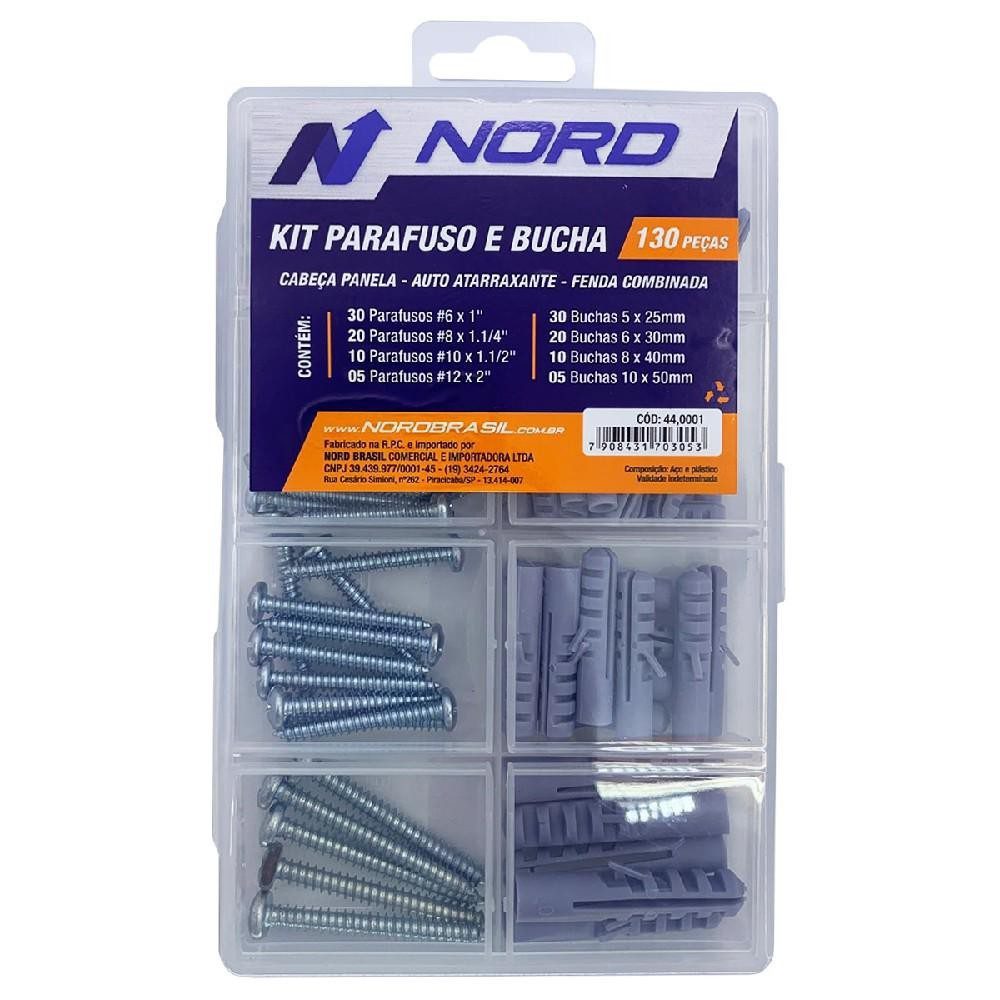 Kit Parafusos e Buchas para Paredes - 130 Pe?as 1 Kit Parafusos e Buchas para Paredes - 130 Peças