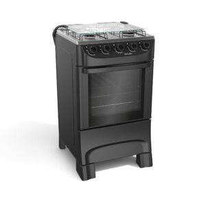 Fogão 4 Bocas Mueller Preto Fosco Inox