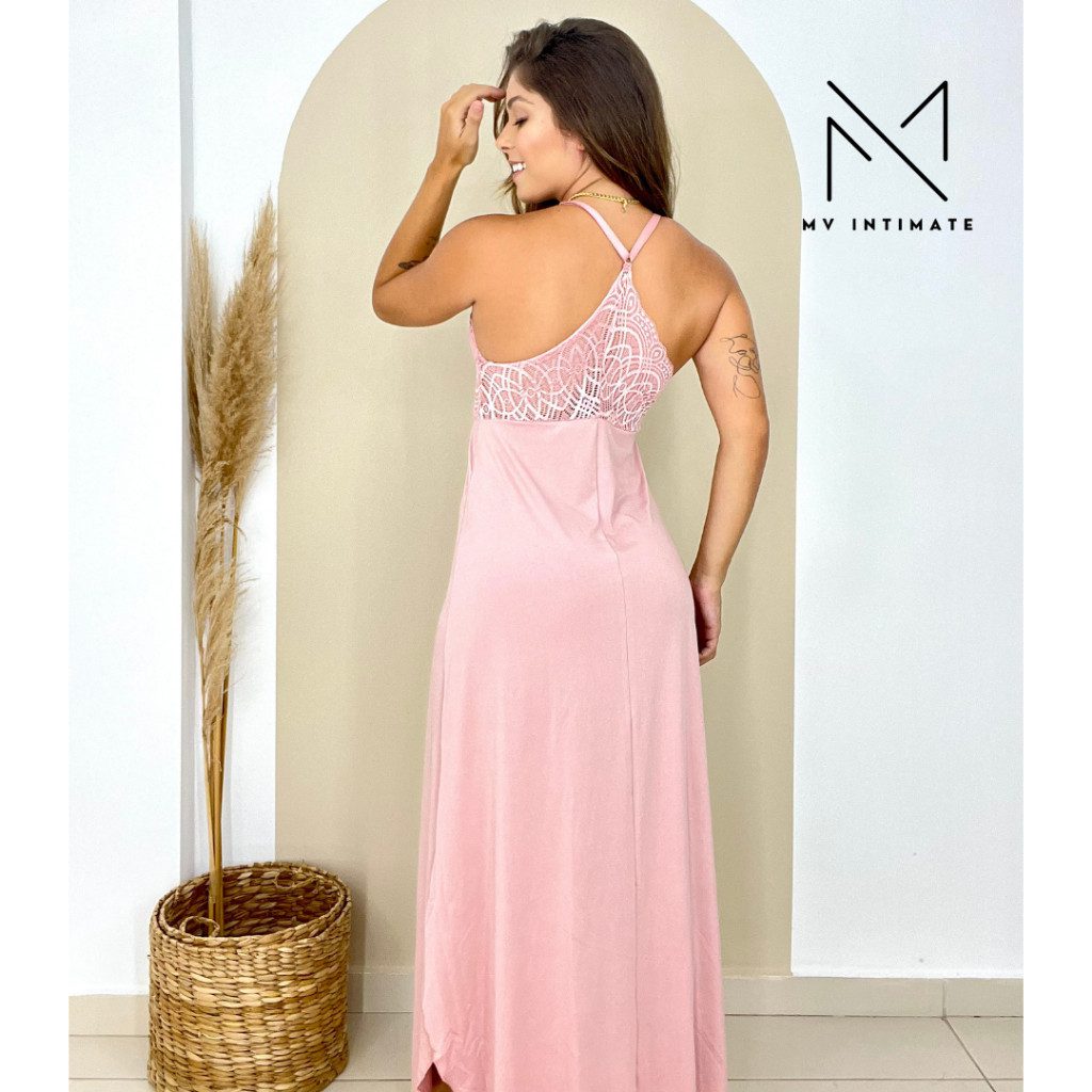 Camisola Longa Renda Microfibra Luxo 1 Camisola Longa Renda Microfibra Luxo