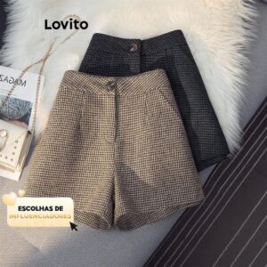 Shorts Casuais Femininos Lisos com Botões