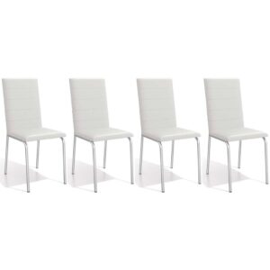 Cadeira Sala de Jantar Amsterdã C091 Kit 4 Un Cromada/Branco 106 - Kappesberg