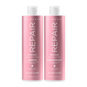 Kit Hair Care Repair Jacques Janine Shampoo Sem Sal 450ml + Condicionador Leave-in 440ml Reconstrução Hidratação