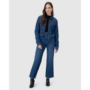 Calça Jeans Cropped Barra Desfiada Feminina