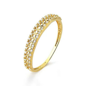 Anel Meia Aliança Cravejada Vazada ouro 18k