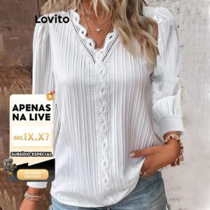 Blusa Feminina Lisa com Renda Poliéster