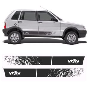 Faixa Lateral Fiat Uno Way /2012 4 Portas Adesivo Preto