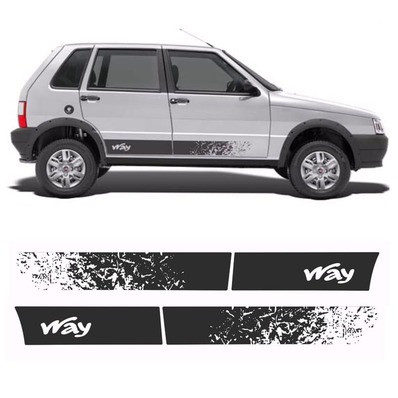 Faixa Lateral Uno Way 2012 Adesivo Preto 1 Faixa Lateral Fiat Uno Way /2012 4 Portas Adesivo Preto