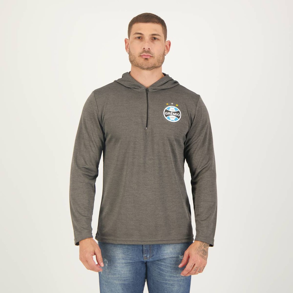 Blus?o Gr?mio Hoodie Grafite Masculino 1 Blusão Grêmio Hoodie Grafite Mescla