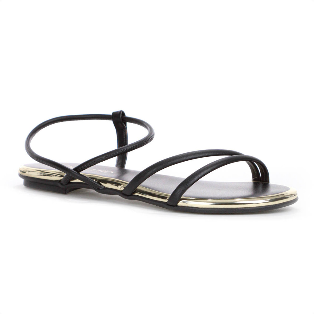 Sand?lia Beira Rio El?stico Preto e Dourado 1 Sandália Beira Rio Elástico Preto e Dourado