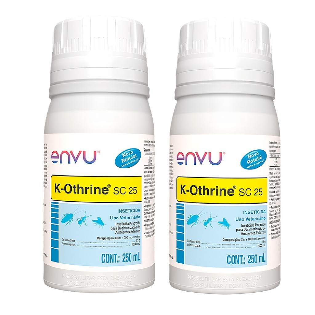Kit K-Othrine SC 25 - Elimina Moscas, Baratas e Formigas 1 Kit 2 K-Othrine SC 25 Sem Cheiro 250 mL - Mata Mosca Mosquito Barata