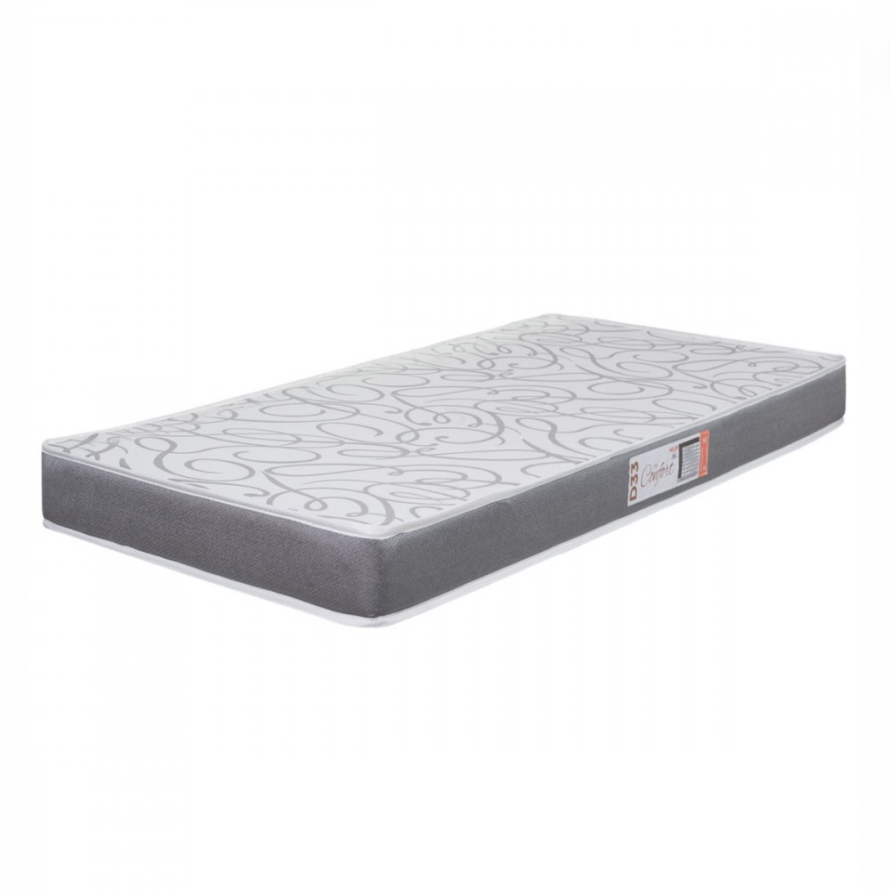 Colch?o Solteiro Espuma D33 Pro Confort 78x188cm 1 Colchão Solteiro Espuma D33 Pro Confort 78x188x12cm Cinza Hellen