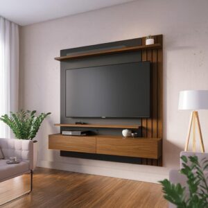 Painel de TV até 65 Polegadas Juriti Noce Milano e Preto