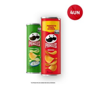 Combo Batata Frita Pringles Original 134g e Creme & Cebola 109g 4 unidades