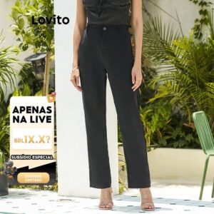 Calça Lisa de Cintura Alta Preta