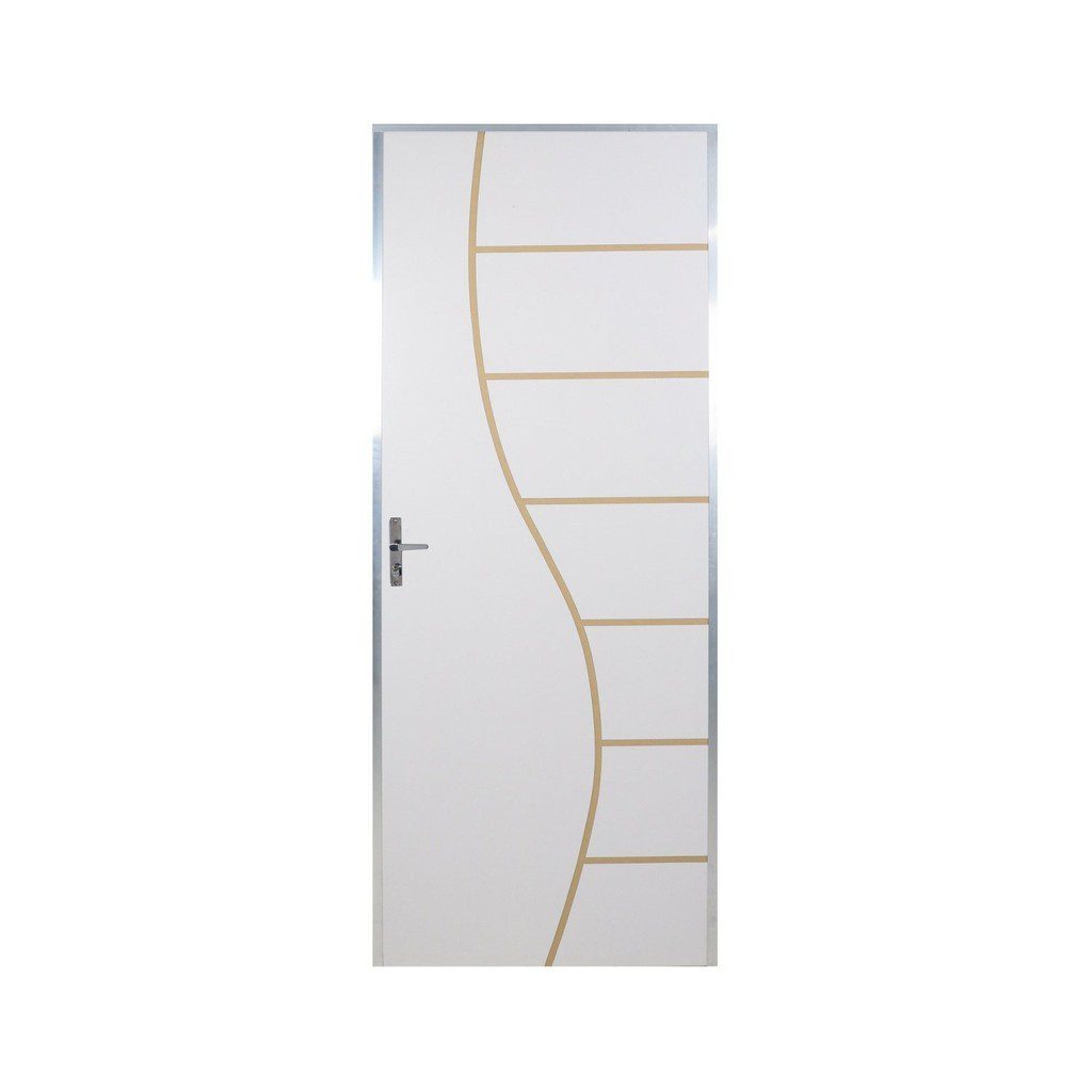 Porta Madeira Decorada 212cm Branco - MGM 1 Porta Madeira Decorada 212cm Branco - MGM