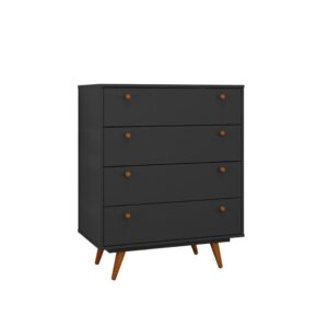 Cômoda Retrô Preta 4 Gavetas - OLIVAR