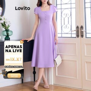 Vestido Elegante de Botões para Mulheres