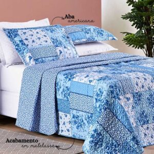 Cobre Leito Colcha 3 Peças King/Queen/Casal Dupla Face Matelassê Porta Travesseiro - Estampado Bouti