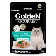 Ração Úmida Sachê Golden Gourmet Gatos Castrados Frango 70g