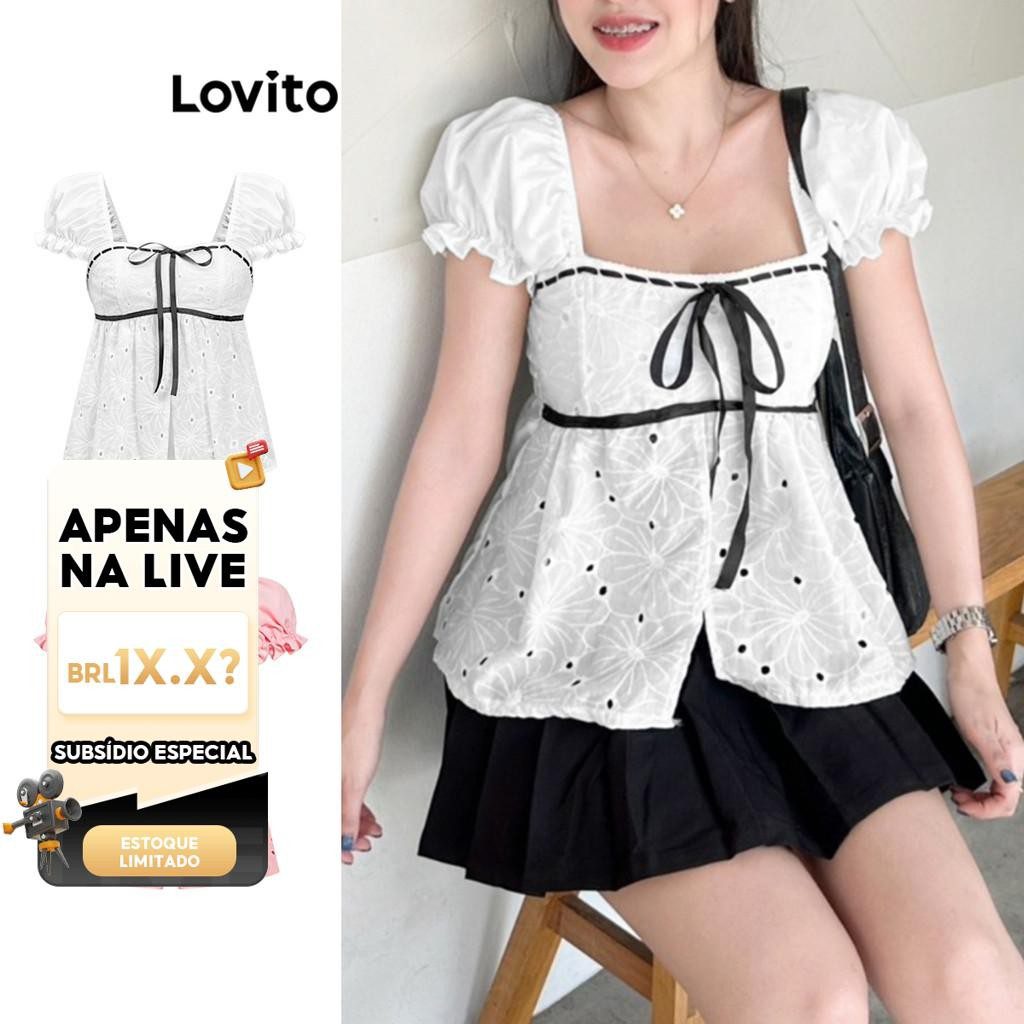Blusa Lisa com Renda para Mulheres 1 Blusa Lisa com Renda para Mulheres