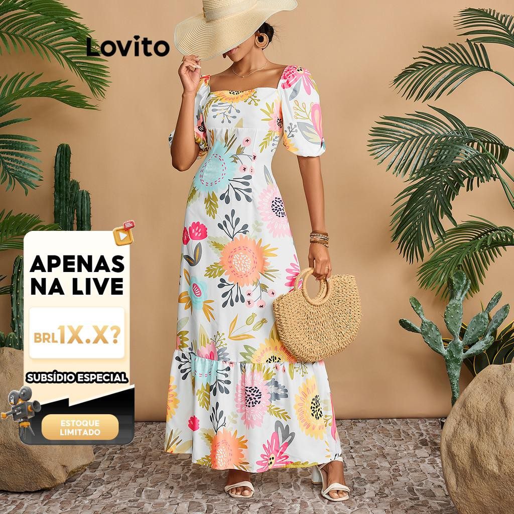 Vestido Boho Floral com Babados para Mulheres 1 Vestido Boho Floral com Babados para Mulheres