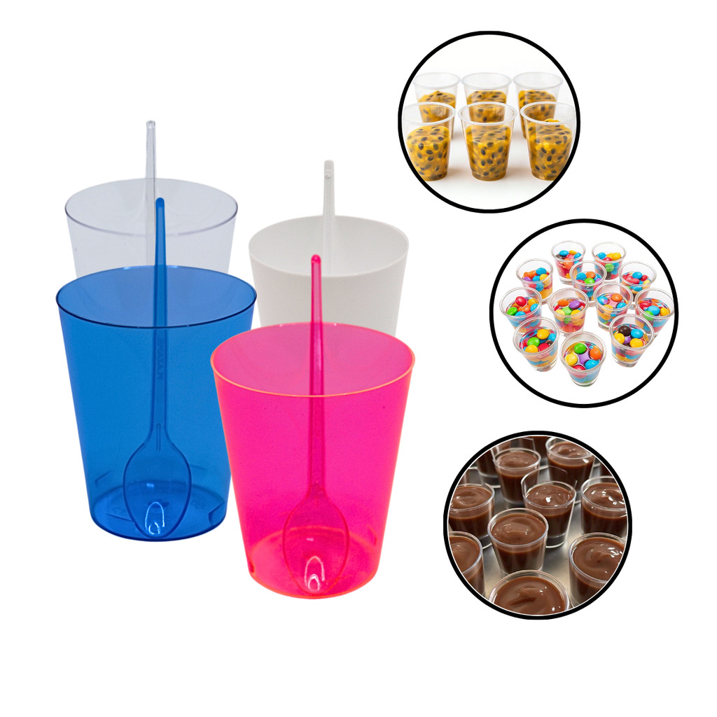 Kit 100 Copinhos Brigadeiro 50ml + Colheres 1 Kit 100 Copinhos Brigadeiro 50ml + Colheres