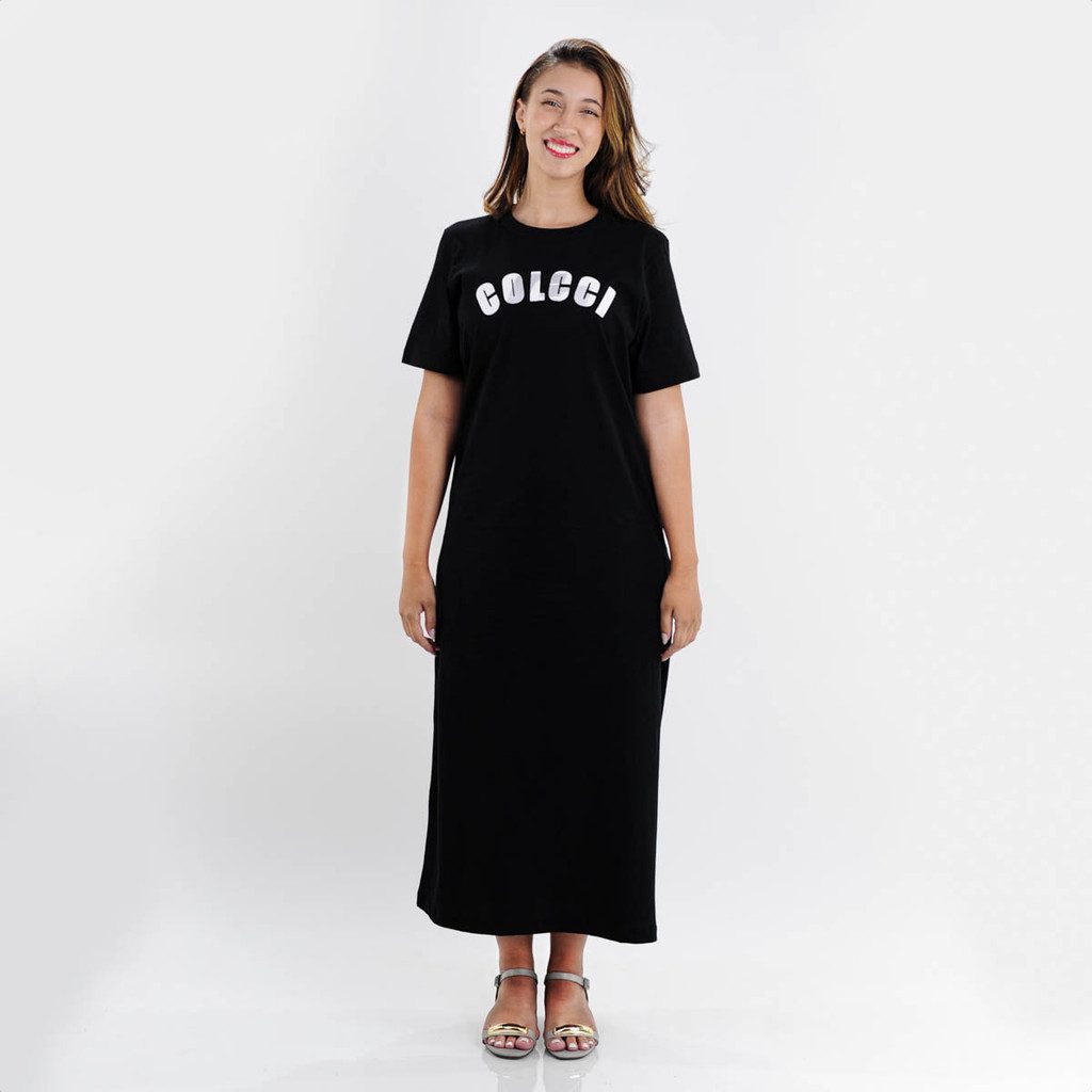 Vestido Midi Colcci T-Shirt Preto Feminino 1 Vestido Midi Colcci T-Shirt Preto Feminino