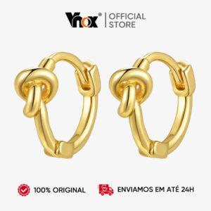 Brincos De Argola Com Nós De Corda Vnox Para Mulheres E Homens , Redondos Minimalistas Banhados A Ouro , Joias À Prova D