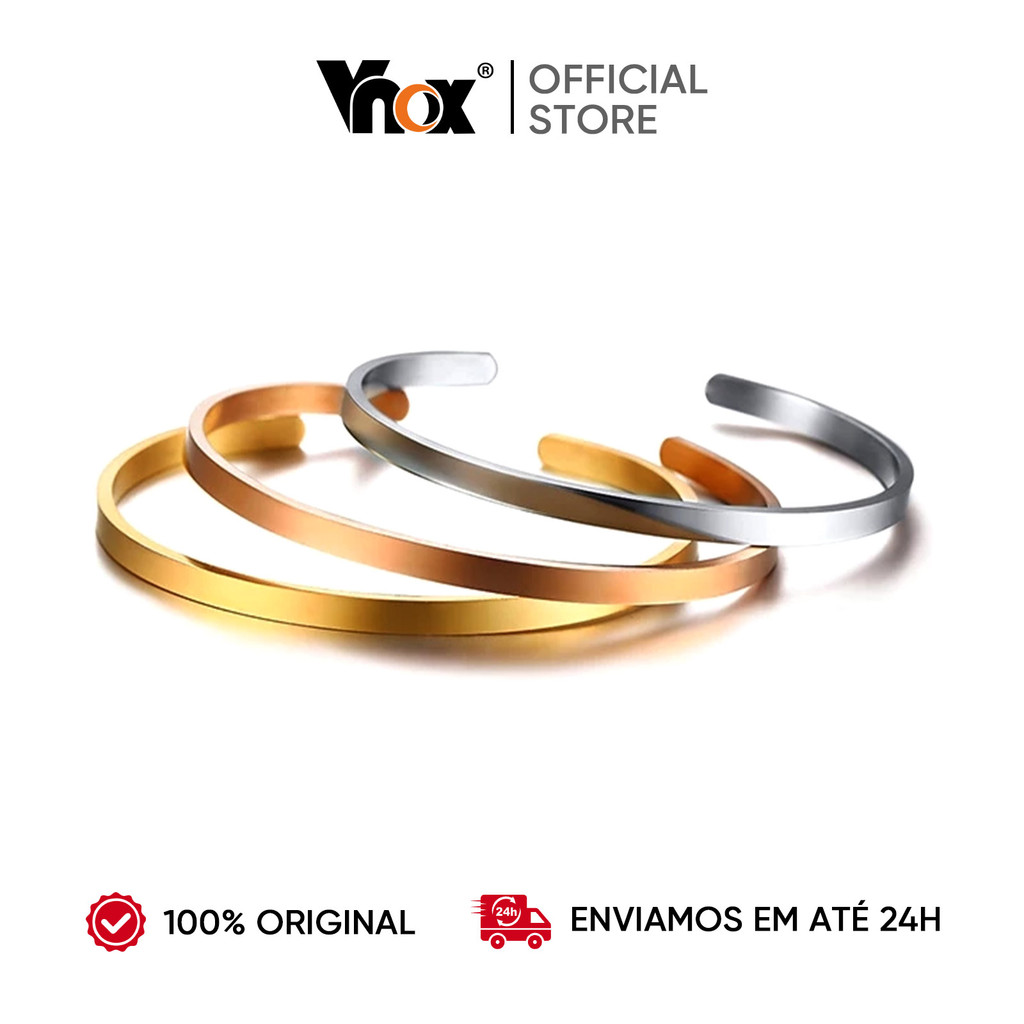Pulseira Gravada Personalizada A?o Inoxid?vel - Nome e Estilo 1 Vnox Gravura Personalizado Pulseira De Aço Inoxidável Abrir Cuff Bracelet Jóias Presente Para Mulheres Dos Homens