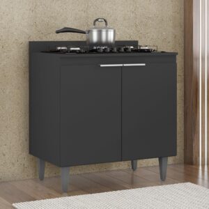 Balcão de Cozinha Para Cooktop 80cm Pérola Z34 Preto - Mpozenato