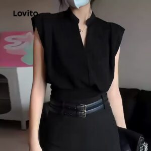 Blusa Plissada Lisa de Camada Dupla Feminina