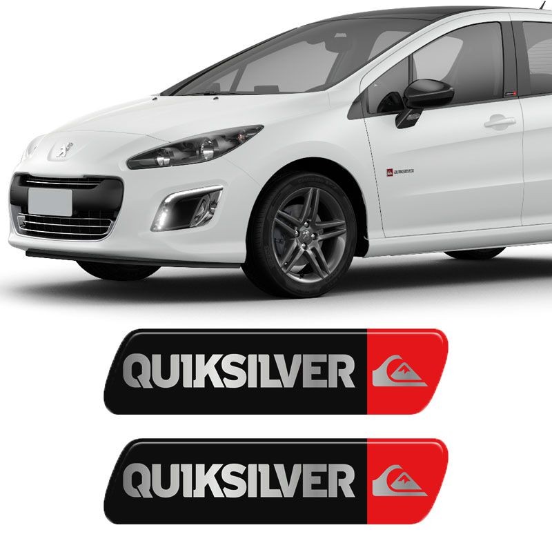 Adesivo Coluna Quiksilver Peugeot Resinado - Par 1 Par De Adesivos Emblema Coluna Quiksilver Peugeot Resinado