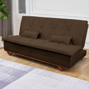 Sofá Cama Estoril 1,90m Marrom Suede