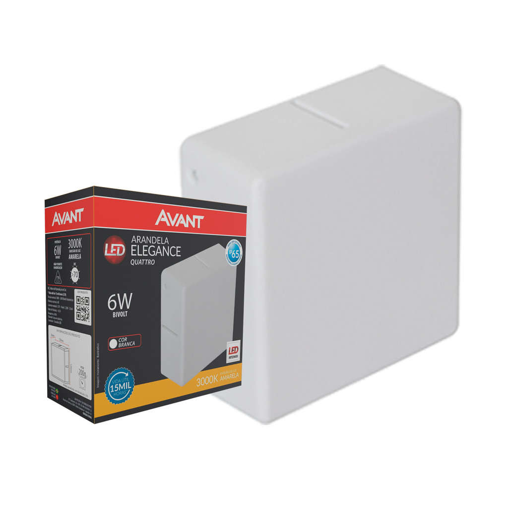 Arandela LED Externa Avant Elegance 1 Arandela Led Externa Elegance Quattro 6w 3000K Branco Avant