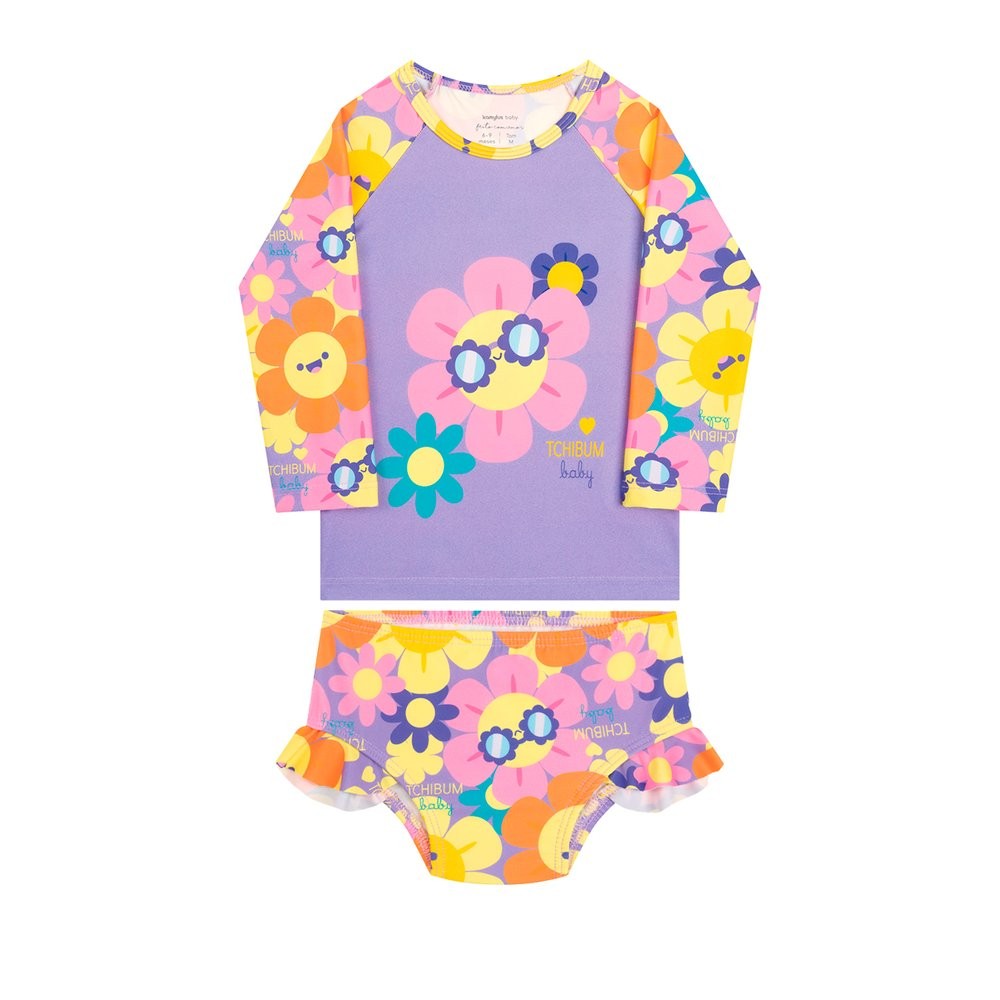 Biquini Infantil Prote??o UV Floral Kamylus 1 Biquini Infantil Proteção UV Floral Kamylus