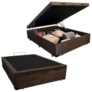 Cama Box Baú Viúva Serene Suede Marrom 44x128x188 Alta Qualidade