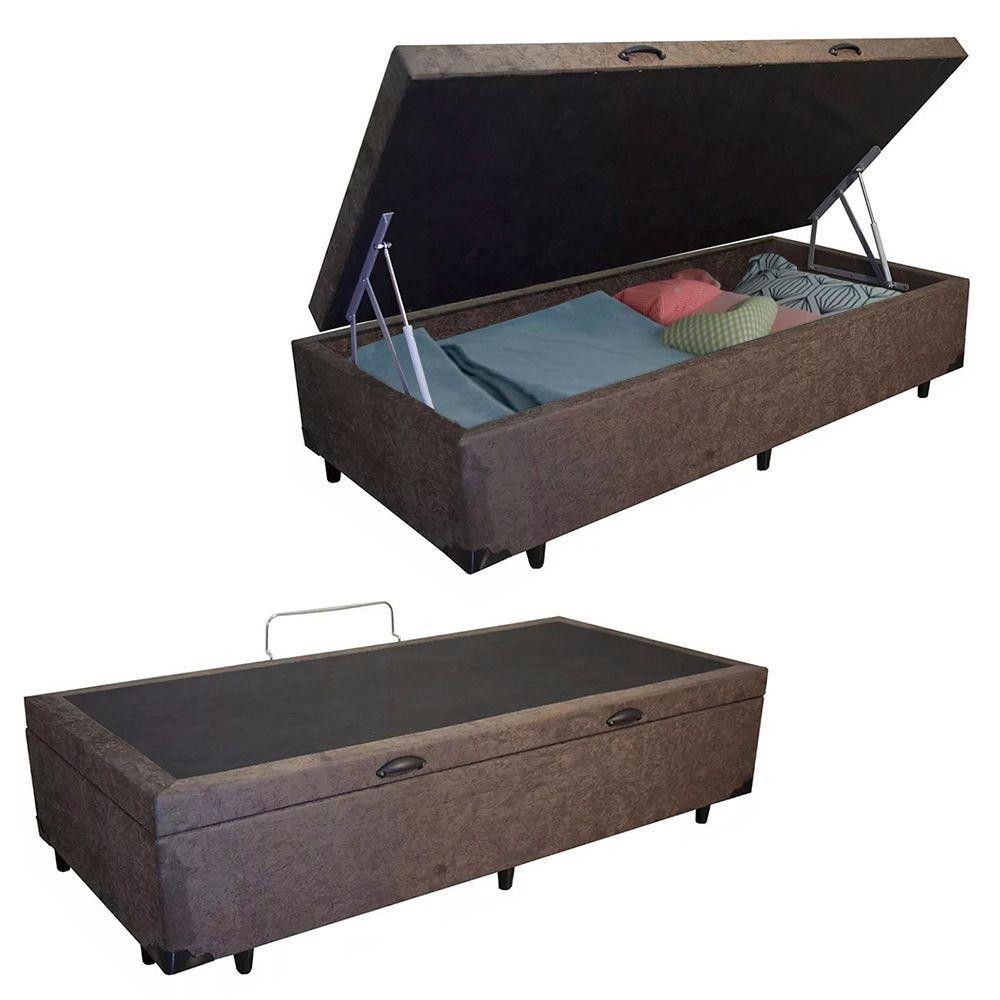 Cama Box Ba? Solteiro Suede Marrom 1 Cama Box Baú Solteiro Suede Serene Marrom 88x188x44