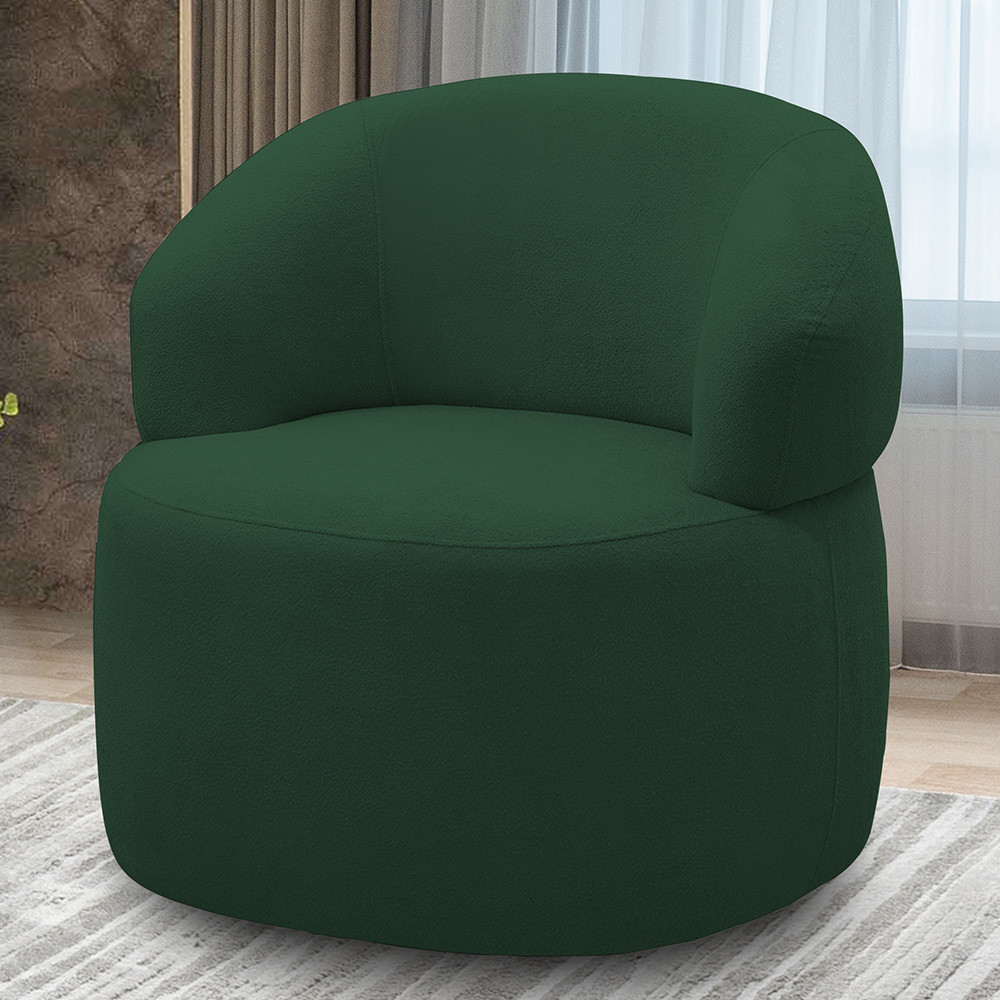 Poltrona Girat?ria Veludo Verde Carmen 1 Poltrona Giratória Sala de Estar Living Orgânico Carmen F04 Veludo Verde - Lyam Decor