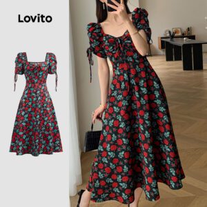 Vestido Floral Casual de Verão com Renda