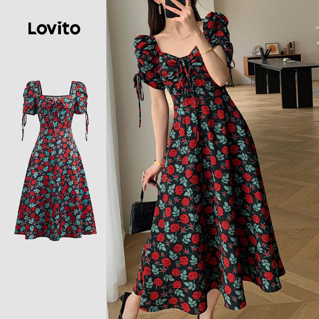 Vestido Floral Casual de Ver?o com Renda 1 Vestido Floral Casual de Verão com Renda