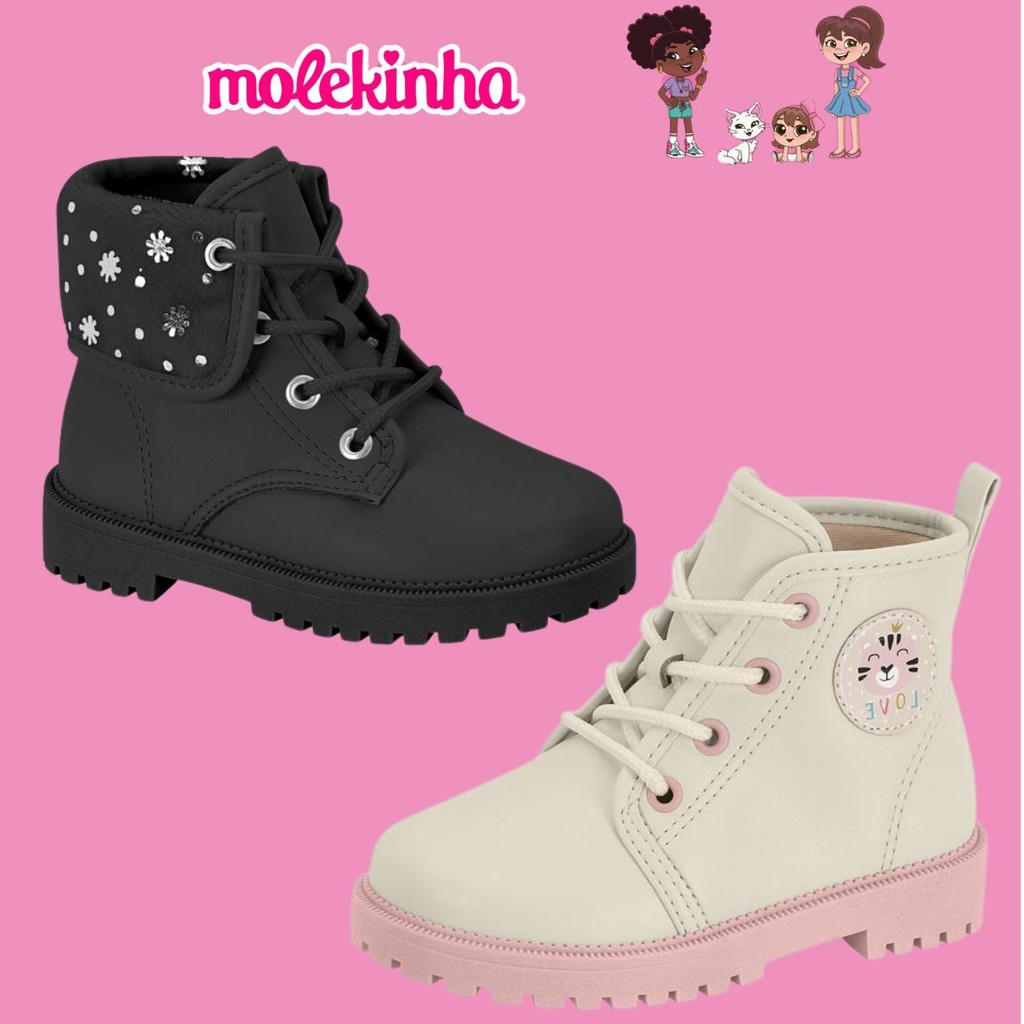 Bota Coturno Infantil Menina Molekinha Baby Tratorada Berlim Conforto 1 Bota Coturno Infantil Menina Molekinha Baby Tratorada Berlim Conforto