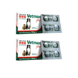 02 Vermífugo Cães e Gatos Vetmax Plus 4 Comprimidos Vetnil